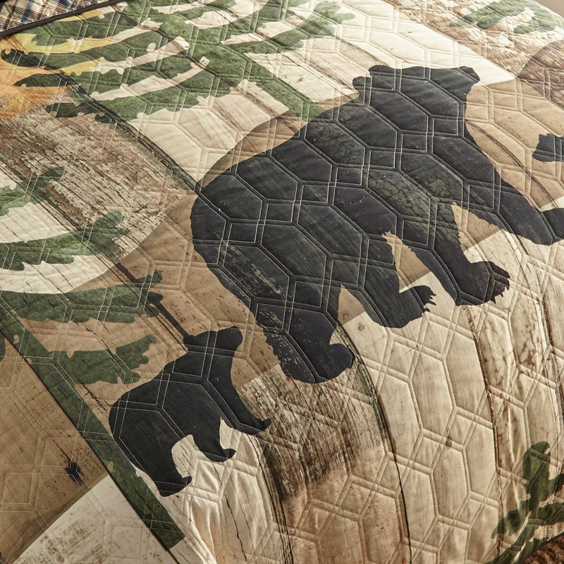 Painted Bear 3-Piece Quilted Bedding Collection - King - Ozark Cabin Décor, LLC