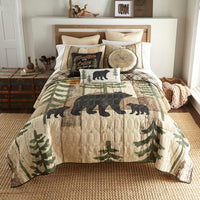 Painted Bear 3-Piece Quilted Bedding Collection - Queen - Ozark Cabin Décor, LLC