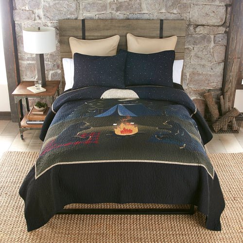 Bear Campfire King Quilted Bedding Set - King - Ozark Cabin Décor, LLC