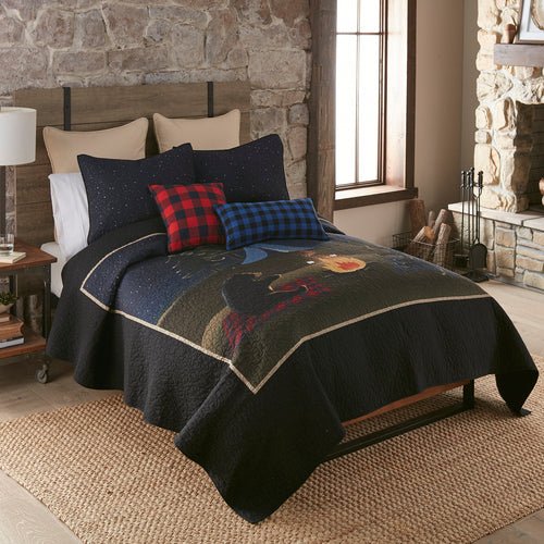Bear Campfire Quilted Bedding Set - Full/Queen - Ozark Cabin Décor, LLC
