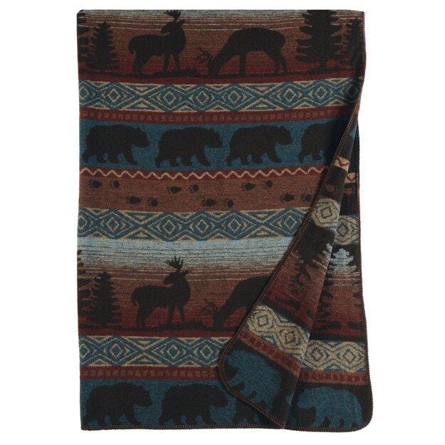 WD648 60" x 72" Wooded River Soft, Warm, Italian Wool Blend Deer Meadow Reversible Throw