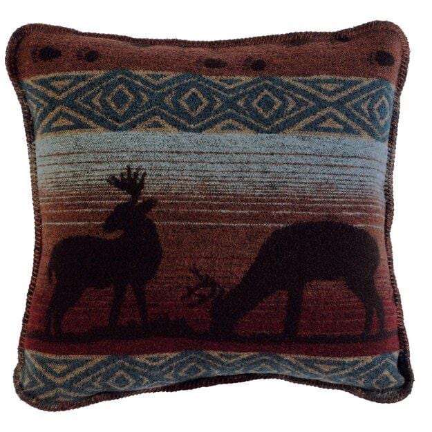 20" x 20" Wooded River Soft, Warm, Italian Wool Blends Deer Meadow Reversible Pillow