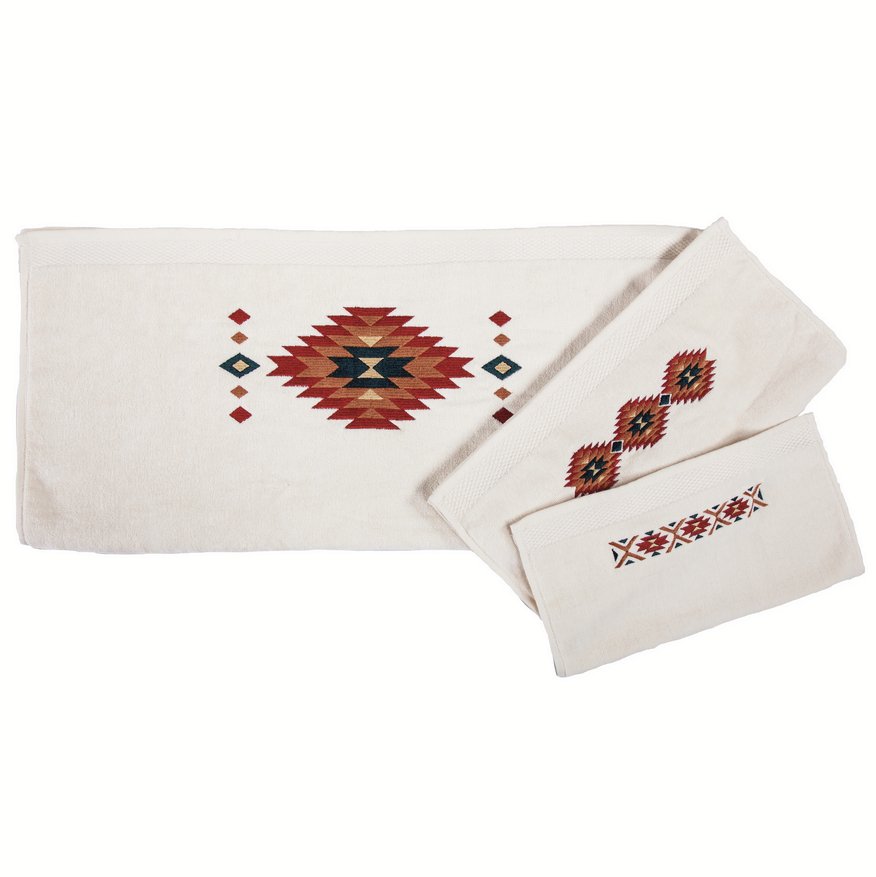 Del Sol Embroidery 6-PC Bath Towel Set - Cream - Ozark Cabin Décor, LLC