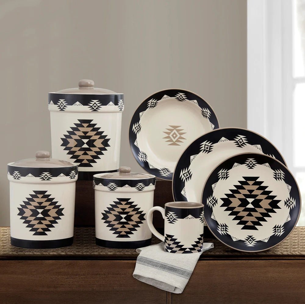 Chalet Aztec 19-Pc Ceramic Dinnerware Set - Ozark Cabin Décor, LLC