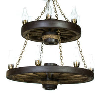 Double Wagon Wheel Chandelier - Ozark Cabin Décor, LLC