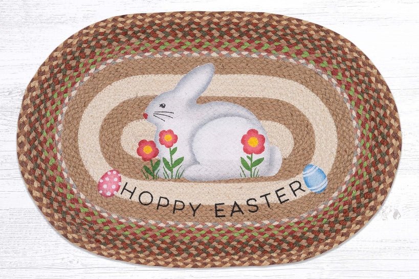 OP-652 Easter Bunny Oval Braided Rug - Ozark Cabin Décor, LLC