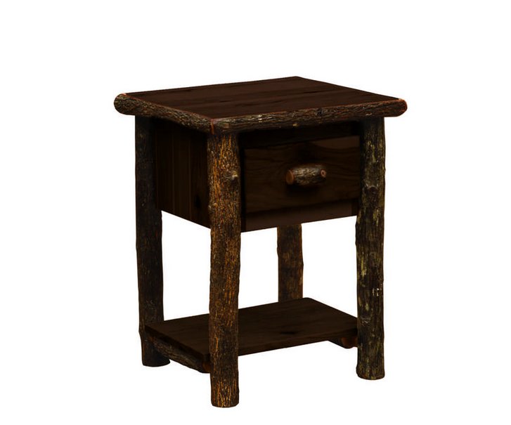 Hickory Log One Drawer Nightstand w/Shelf - Ozark Cabin Décor, LLC