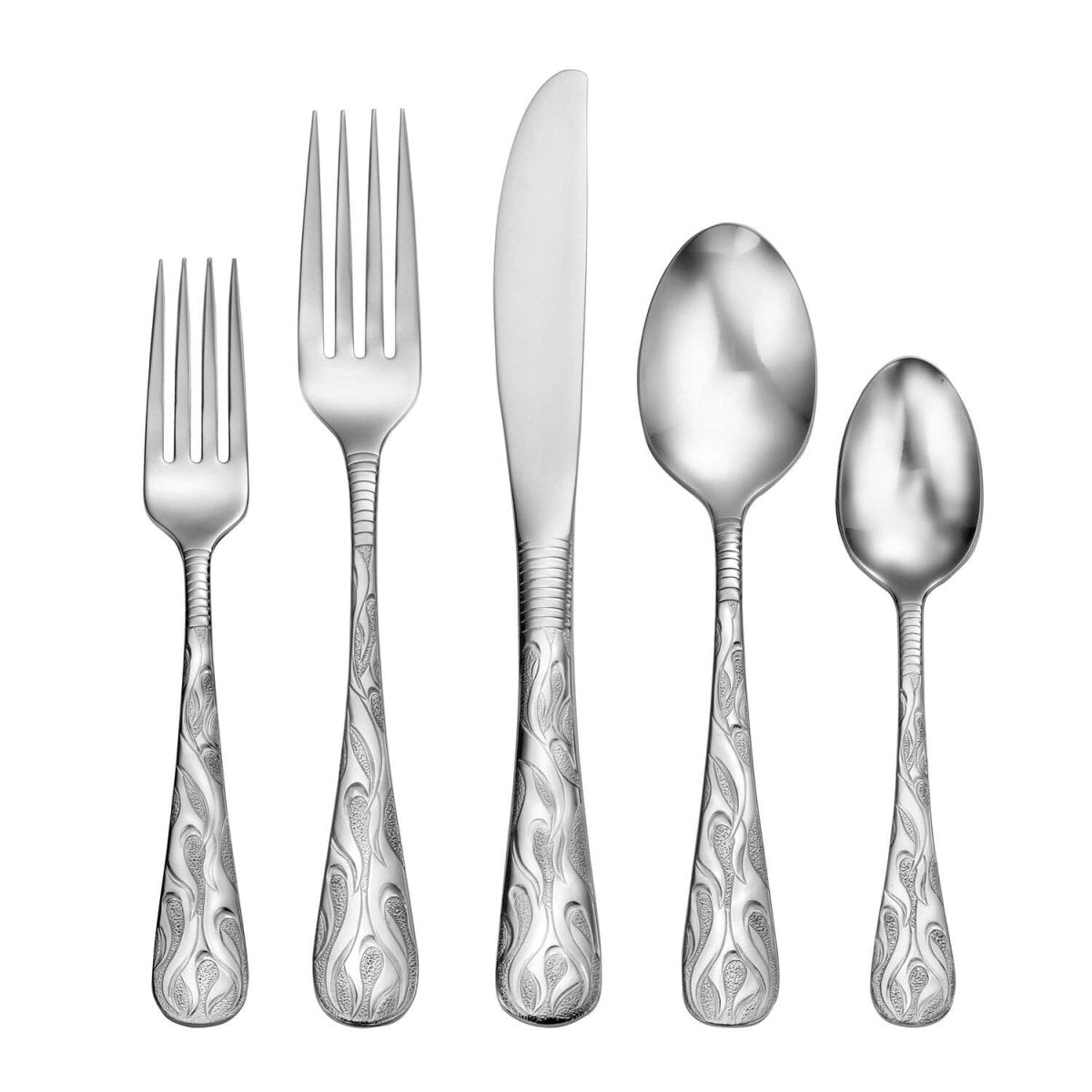 Flame Stainless Steel Flatware Sets - 20, 40, 45, 60, 65 Pc. - Ozark Cabin Décor, LLC