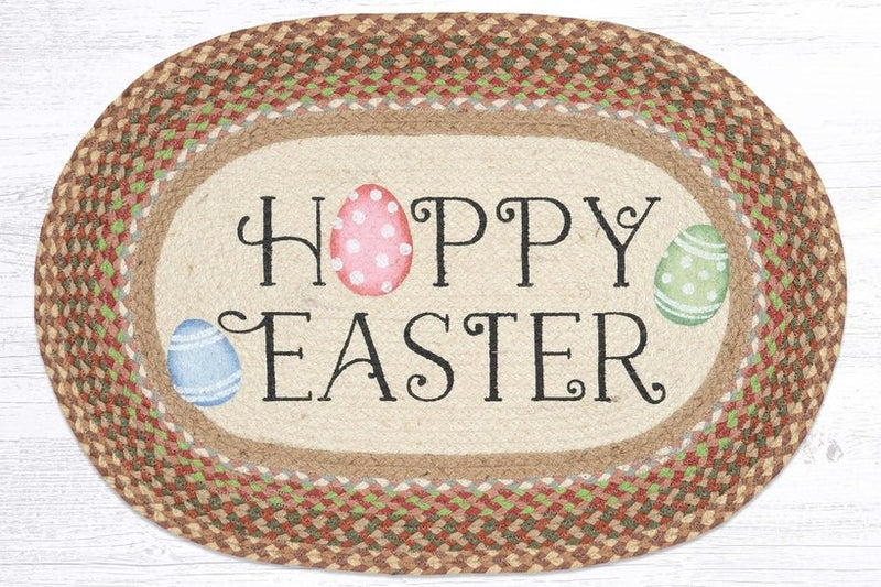 OP-652 Hoppy Easter Oval Braided Rug - Ozark Cabin Décor, LLC