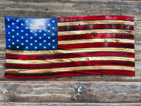 91101 Rustic Wooden Waving American Flag - Ozark Cabin Décor, LLC