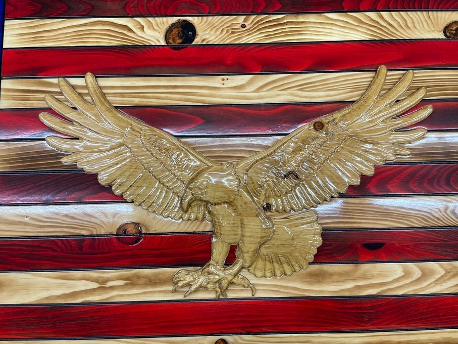 3-D Bald Eagle Wooden American Flag - Thumbnail 2