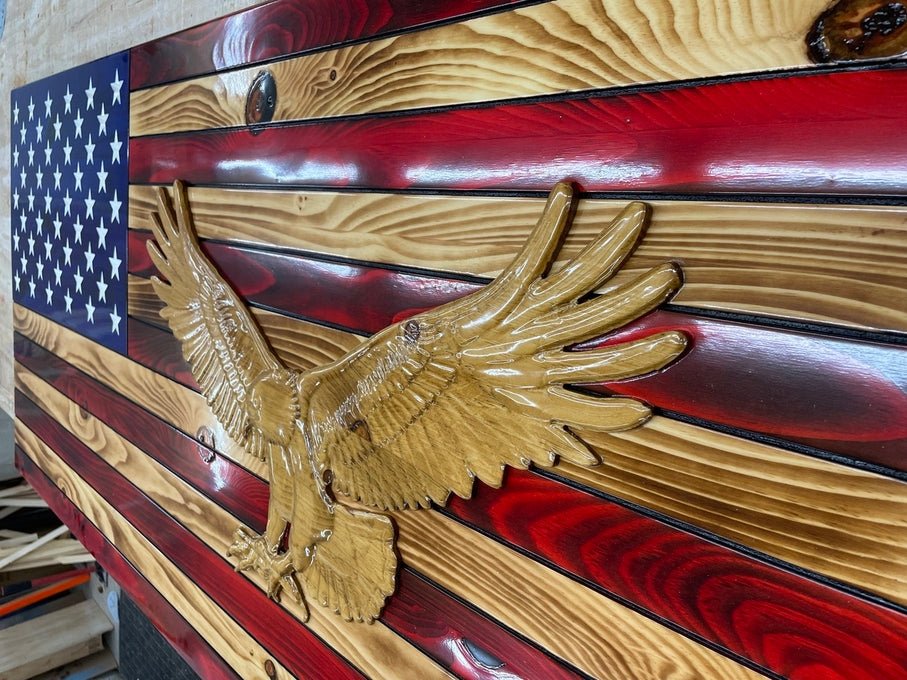 3-D Bald Eagle Wooden American Flag - Thumbnail 4
