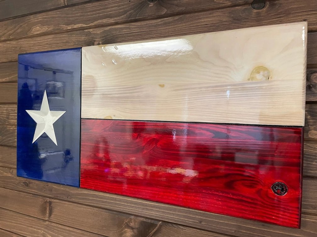 91125-E Rustic Wooden Texas State Flag - Engraved Star - Ozark Cabin Décor, LLC