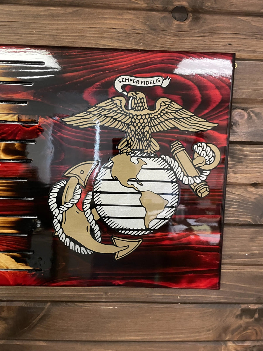 Marine Wooden American Flag w/EGA Insignia - Thumbnail 4