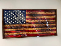 91115 3-D Rustic Wooden Waving American Flag - Ozark Cabin Décor, LLC