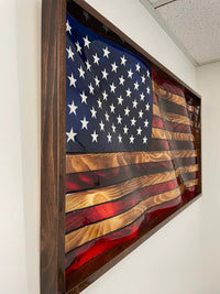 91115 3-D Rustic Wooden Waving American Flag - Ozark Cabin Décor, LLC