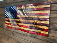 91115 3-D Rustic Wooden Waving American Flag - Ozark Cabin Décor, LLC