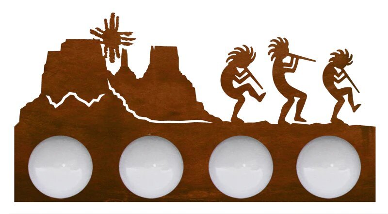 Kokopelli Four Light Fixture - Ozark Cabin Décor, LLC
