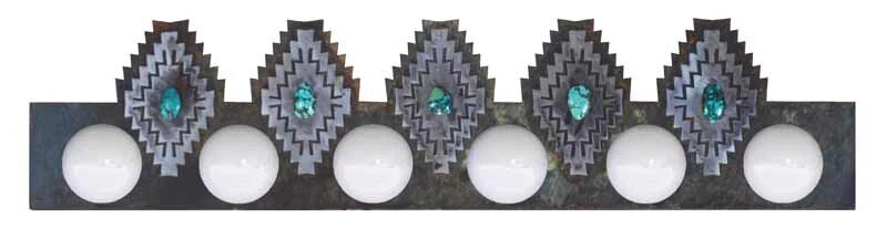 Desert Diamond w/Turquoise Six Light Fixture - Ozark Cabin Décor, LLC