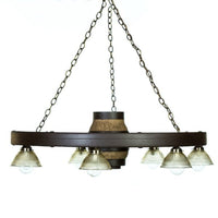 Large Wagon Wheel Chandelier with Downlights - Ozark Cabin Décor, LLC