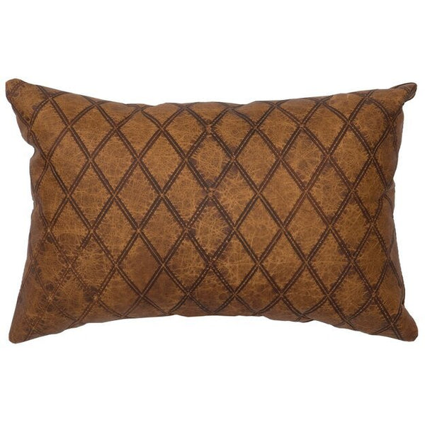 WD80250 Wooded River Latigo Embossed Leather Pillow - Ozark Cabin Décor, LLC