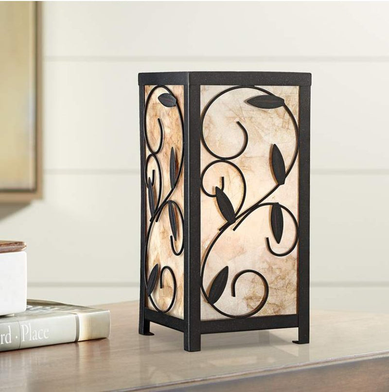 Scrolling Iron Leaves Mica Accent Lamp - Ozark Cabin Décor, LLC