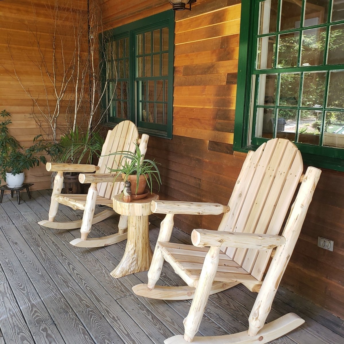 Rustic and Natural Cedar Adirondack Rocking Chair