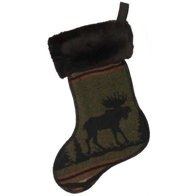S-64 Wooded River Rustic Moose Christmas Stocking - Ozark Cabin Décor, LLC