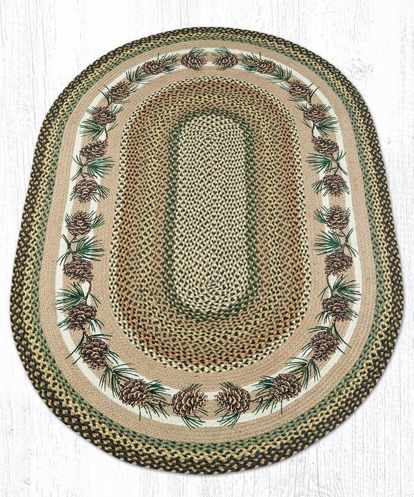 OP-051 Needles & Cones Oval Rug - Ozark Cabin Décor, LLC