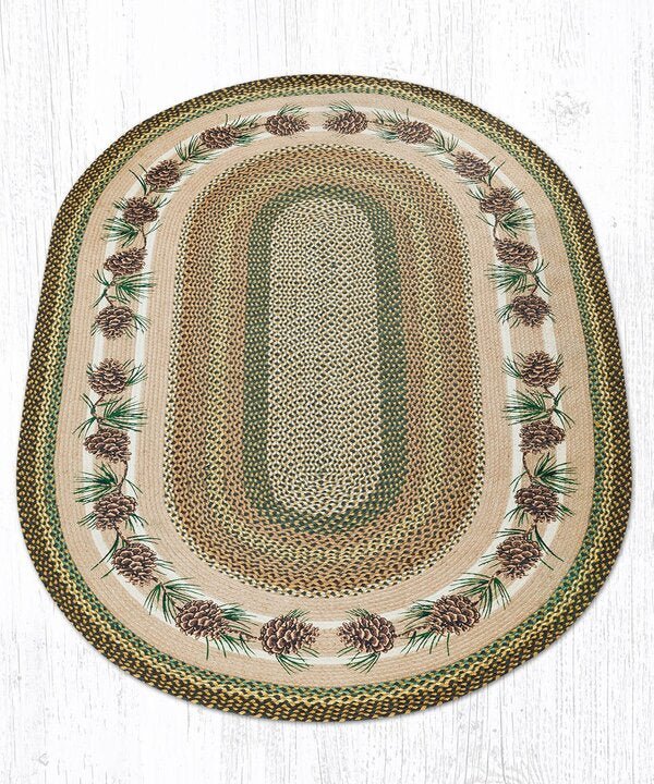 OP-051 Needles & Cones Oval Rug - Ozark Cabin Décor, LLC