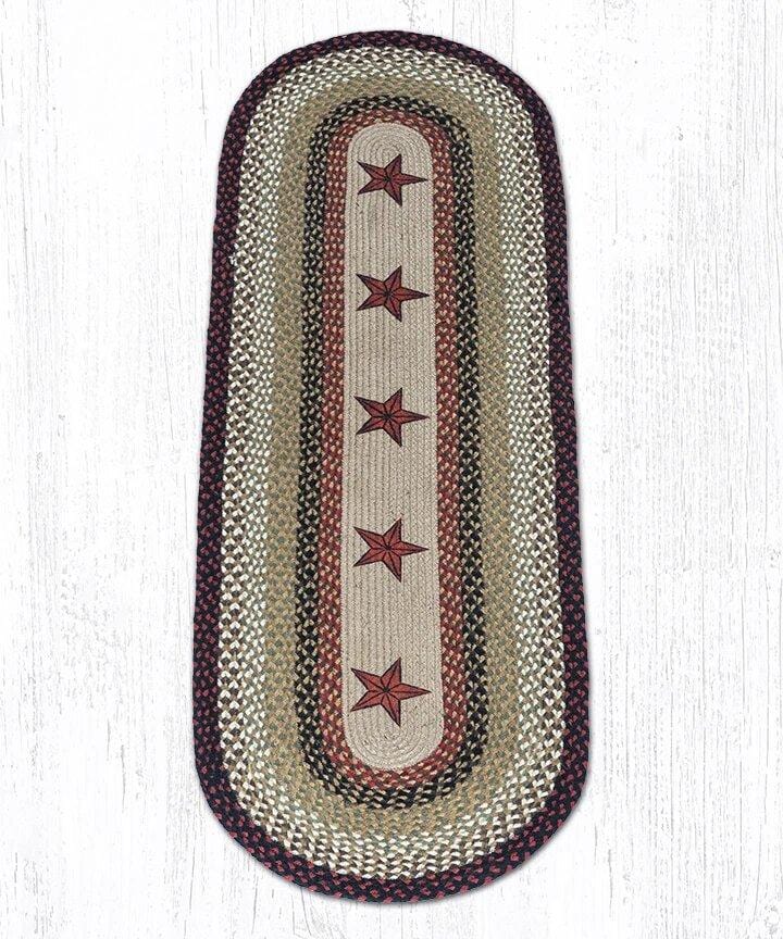OP-019 Rustic Barn Stars Braided Jute Rug - Ozark Cabin Décor, LLC