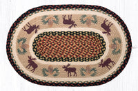 OP-019 Rustic Moose & Pinecones Braided Jute Rug - Ozark Cabin Décor, LLC