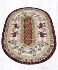 OP-019 Rustic Moose & Pinecones Braided Jute Rug - Ozark Cabin Décor, LLC