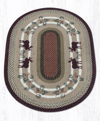 OP-019 Rustic Moose & Pinecones Braided Jute Rug - Ozark Cabin Décor, LLC