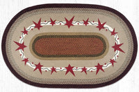 OP-019 Primitive Stars Burgundy Jute Rug - Ozark Cabin Décor, LLC