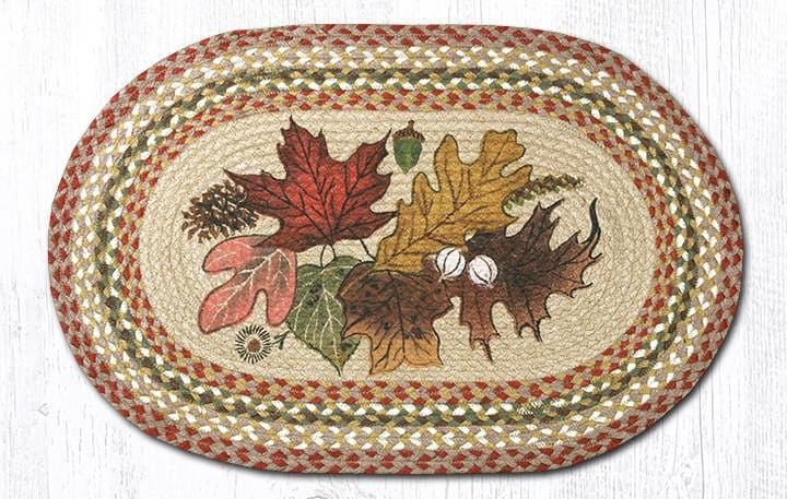 OP-024 Ozark Autumn Leaves Foliage Braided Jute Rug - Ozark Cabin Décor, LLC