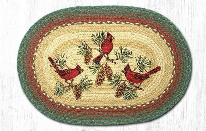 OP-025 Cardinal Birds Braided Jute Rug - Ozark Cabin Décor, LLC