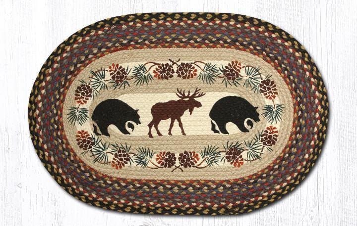 OP-043 Rustic Bear & Moose Braided Jute Rug - Ozark Cabin Décor, LLC