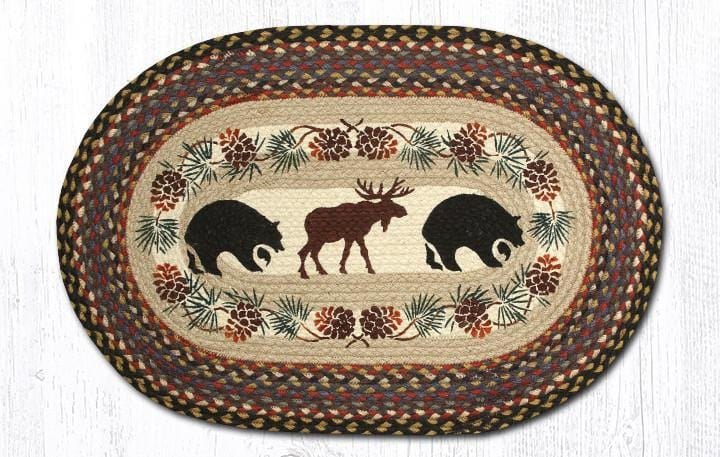 OP-043 Rustic Bear & Moose Braided Jute Rug - Ozark Cabin Décor, LLC