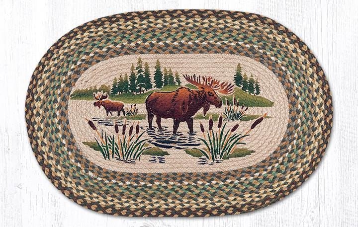 OP-051 Moose Wading Oval Jute Rug - Ozark Cabin Décor, LLC