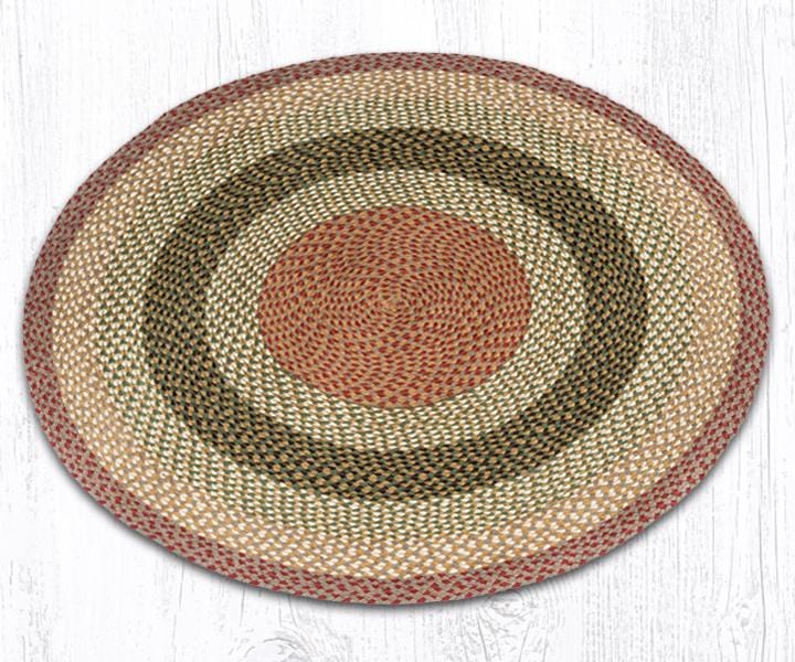 Olive, Burgundy, and Gray Round Braided Natural Jute Fiber Area Rug - Ozark Cabin Décor, LLC