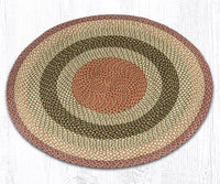 Olive, Burgundy, and Gray Round Braided Natural Jute Fiber Area Rug - Ozark Cabin Décor, LLC
