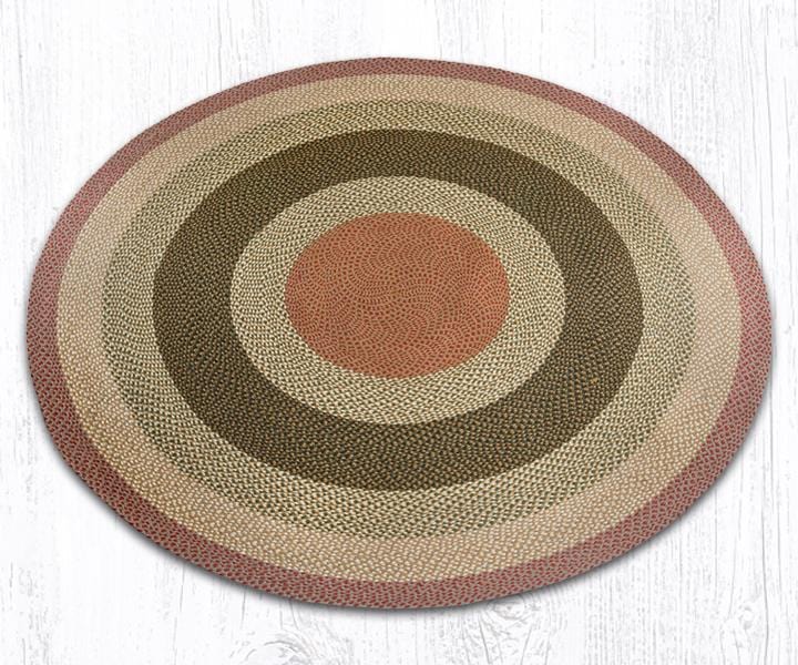 Olive, Burgundy, and Gray Round Braided Natural Jute Fiber Area Rug - Ozark Cabin Décor, LLC