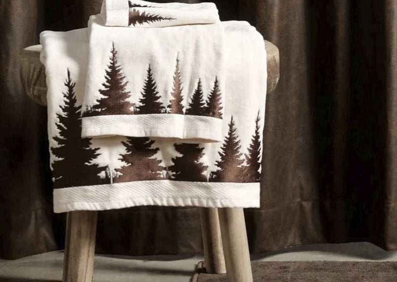 Ozark Cedar Pines 3-PC Bath Towel Set - Cream - Ozark Cabin Décor, LLC