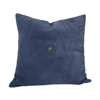 Genuine Suede Antique Concho & Studded Pillow - Navy - Ozark Cabin Décor, LLC
