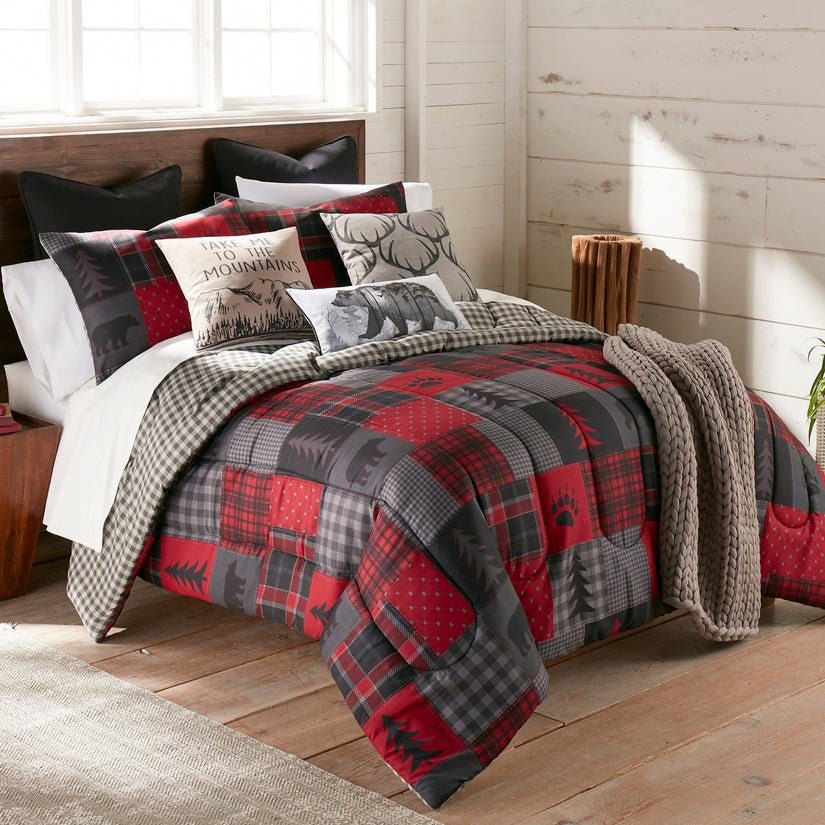 Red Forest Reversible 3-Pc Comforter Set - Queen - Ozark Cabin Décor, LLC