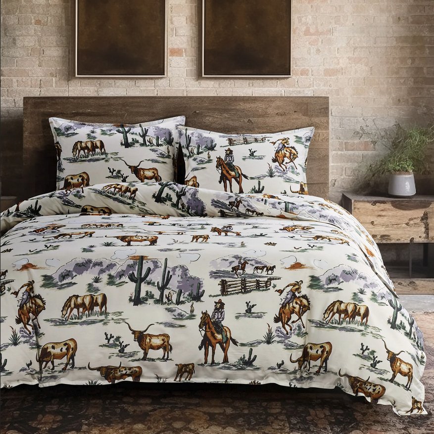 Ranch Life Reversible 3-Pc Comforter Set - Super Queen - Ozark Cabin Décor, LLC