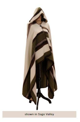 "72"x48" Wooded River Sage Valley Signature Washable Wool Hooded Throw."