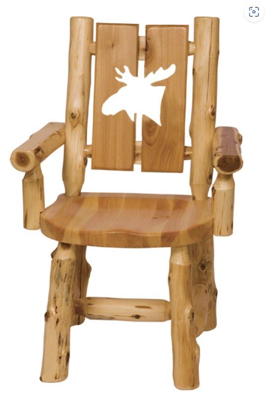 Cedar Log Cut-Out Arm Dining Chair - Moose - Ozark Cabin Décor, LLC
