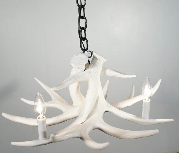 Whitetail Deer 3 White Antler Cascade Chandelier - Ozark Cabin Décor, LLC